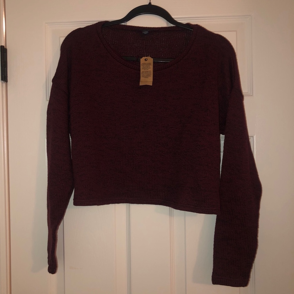 BRAND NEW American Eagle Maroon Cropped Sweater
